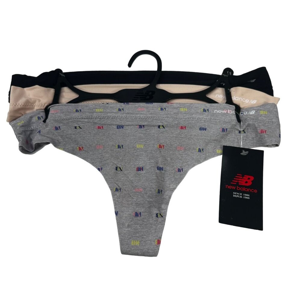Lot Of Three New Balance Women's Medium Panty Thong Gray Beige Black New